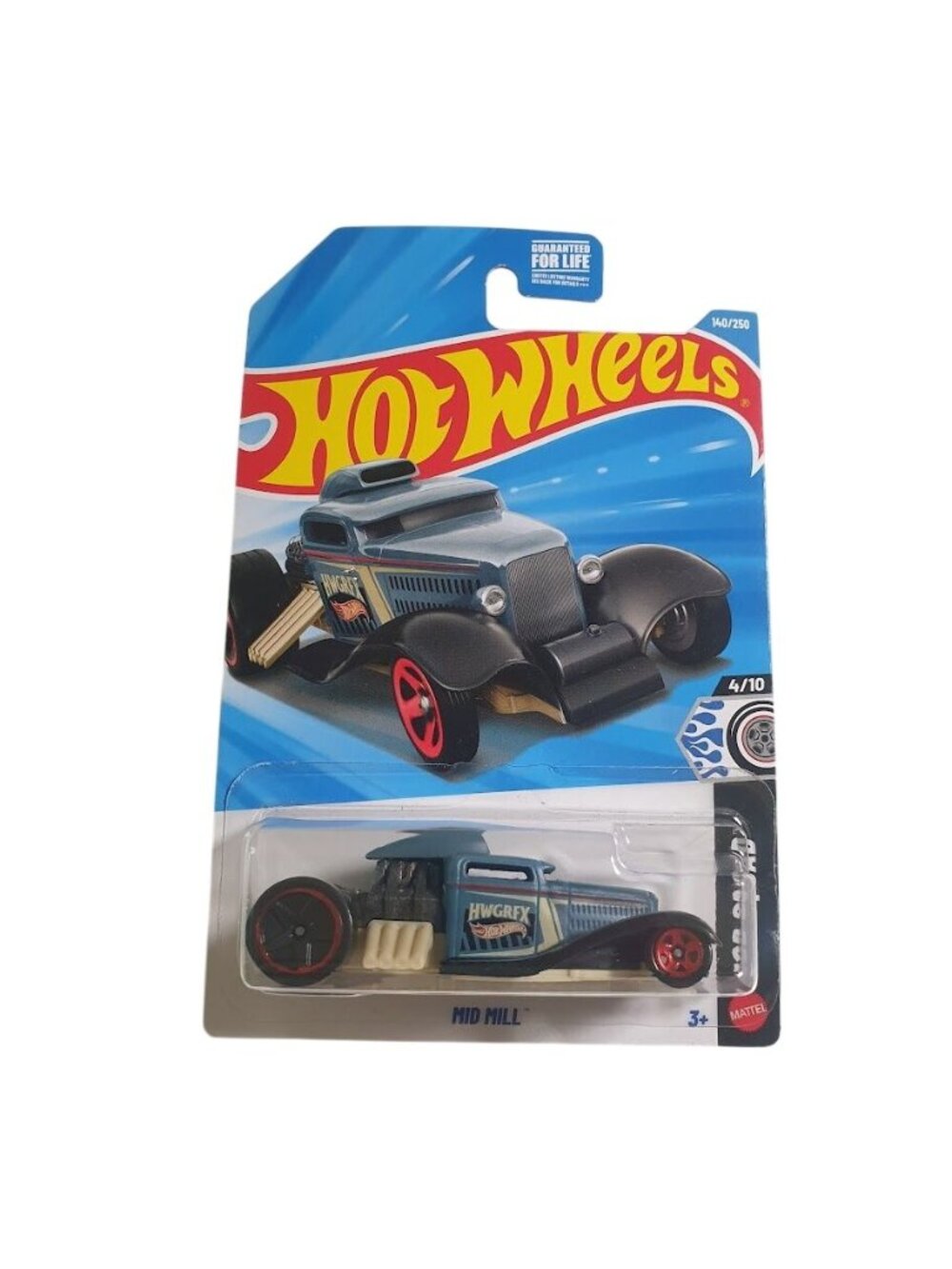 Hot Wheels Mid Mill Rod Squad Diecast Car: Blue, Black, Red (4/10 Series)